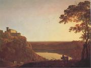 Joseph Wright View of the Lake of Nemi at Sunset (mk05) oil painting on canvas